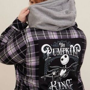 Disney Plaid Sweater with Jack Skellington Design - Black, Purple, Gray